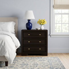 3-Drawer Chest, Solid and Manufactured Wood Top, Dark Cabernet
