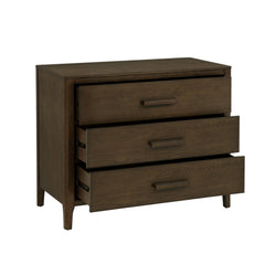 3-Drawer Dresser, 40 Inch Wide, Wire-Brushed Finish, Brown