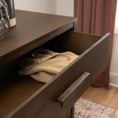 3-Drawer Dresser, 40 Inch Wide, Wire-Brushed Finish, Brown