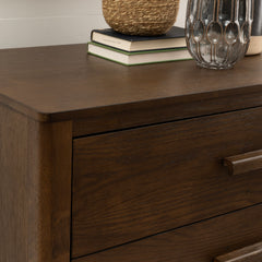 3-Drawer Dresser, 40 Inch Wide, Wire-Brushed Finish, Brown