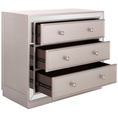 3-Drawer Dresser, Acacia and Engineered Wood, Champagne Mirrored Finish