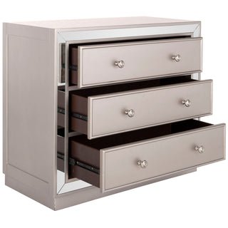 3-Drawer Dresser, Acacia and Engineered Wood, Champagne Mirrored Finish