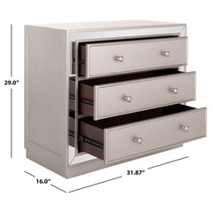 3-Drawer Dresser, Acacia and Engineered Wood, Champagne Mirrored Finish