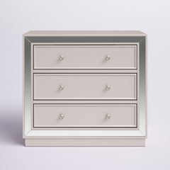3-Drawer Dresser, Acacia and Engineered Wood, Champagne Mirrored Finish