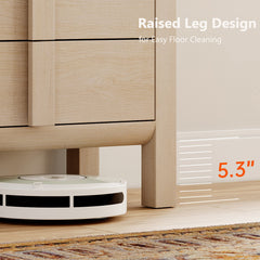 3-Drawer Dresser, Beige Painted MDF with Solid Wood Legs