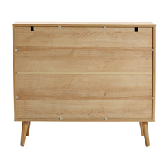 3-Drawer Dresser, Brown Manufactured Wood with Woven Rattan Drawer Fronts