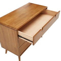 3-Drawer Dresser in Rubberwood and MDF with Tapered Legs, Oak