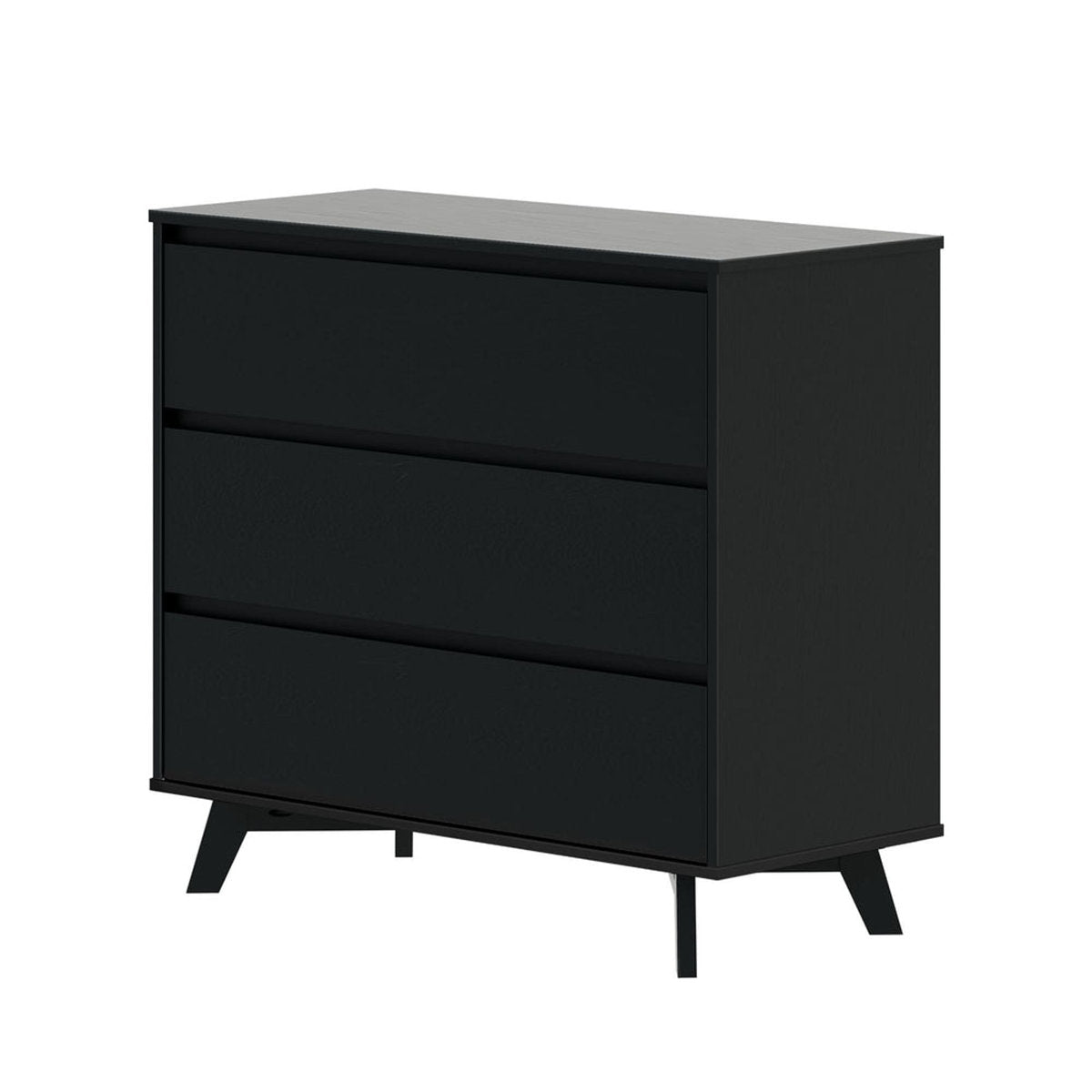 3-Drawer Dresser in Solid Pine and Aspen Wood, Black
