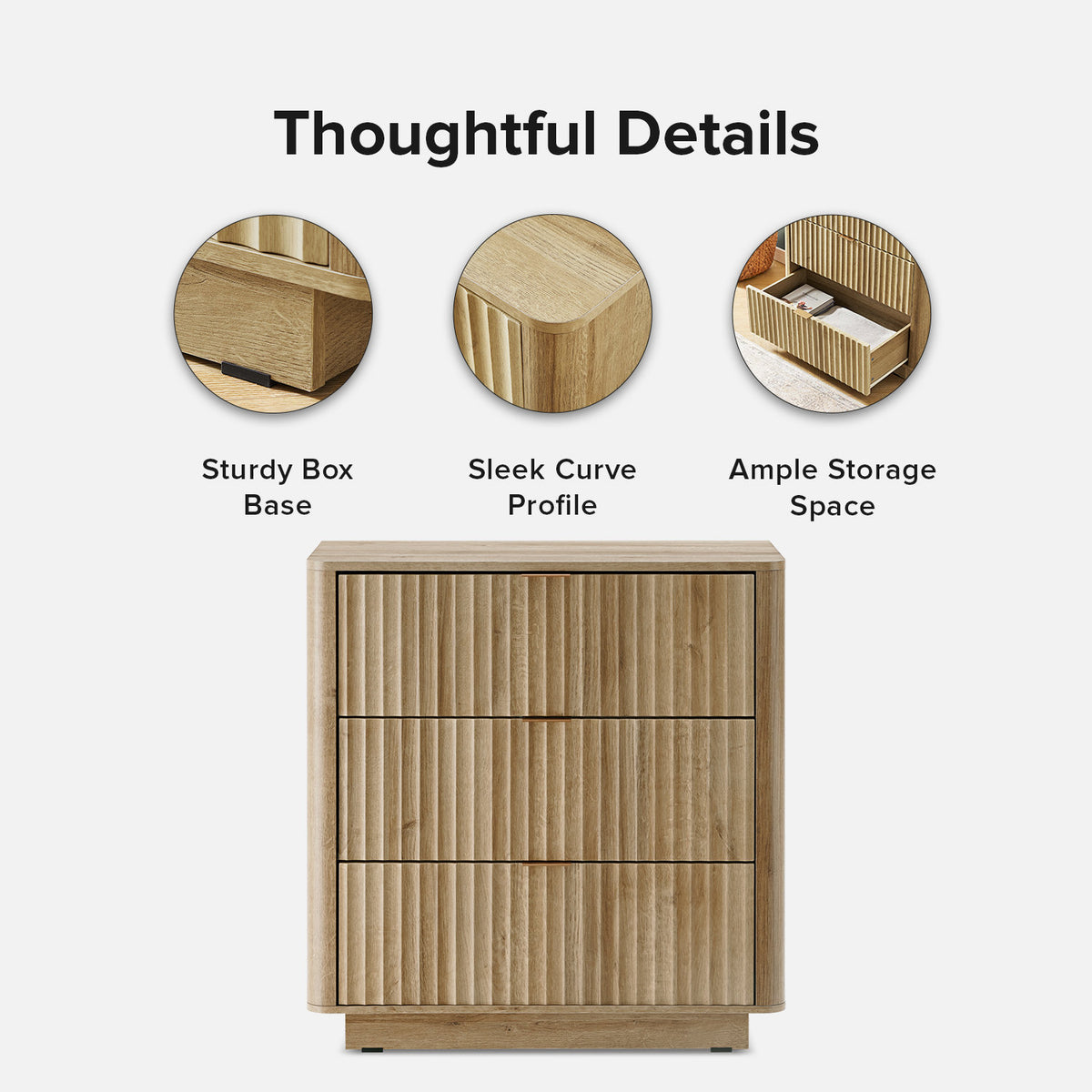 3-Drawer Dresser, Manufactured Wood, Golden Oak, Aluminum Handles
