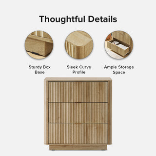 3-Drawer Dresser, Manufactured Wood, Golden Oak, Aluminum Handles