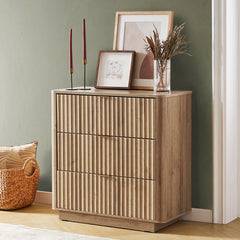 3-Drawer Dresser, Manufactured Wood, Golden Oak, Aluminum Handles