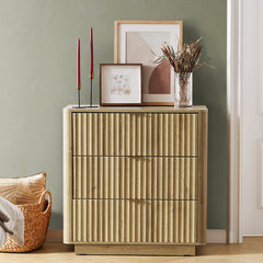 3-Drawer Dresser, Manufactured Wood, Golden Oak, Aluminum Handles