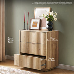 3-Drawer Dresser, Manufactured Wood, Golden Oak, Aluminum Handles