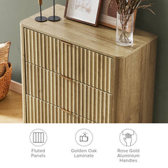 3-Drawer Dresser, Manufactured Wood, Golden Oak, Aluminum Handles
