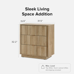 3-Drawer Dresser, Manufactured Wood, Golden Oak, Aluminum Handles