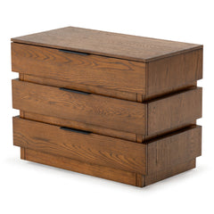 3-Drawer Dresser, Rubberwood and Oak Veneer in Medium Oak