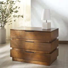 3-Drawer Dresser, Rubberwood and Oak Veneer in Medium Oak