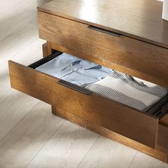 3-Drawer Dresser, Rubberwood and Oak Veneer in Medium Oak