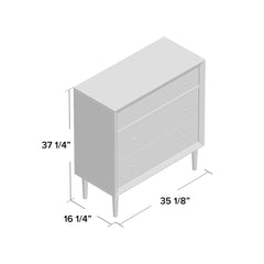 3-Drawer Dresser, Solid and Engineered Wood, Walnut and White