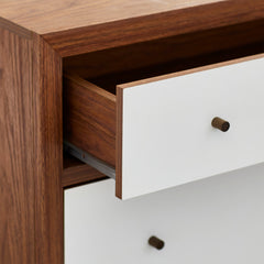 3-Drawer Dresser, Solid and Engineered Wood, Walnut and White