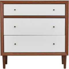 3-Drawer Dresser, Solid and Engineered Wood, Walnut and White