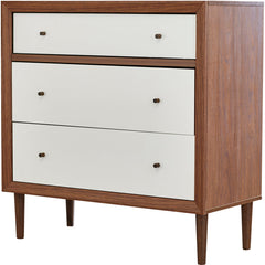 3-Drawer Dresser, Solid and Engineered Wood, Walnut and White
