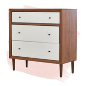 3-Drawer Dresser, Solid and Engineered Wood, Walnut and White