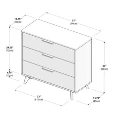 3-Drawer Dresser, Solid Pine and Engineered Wood, Blonde