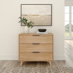 3-Drawer Dresser, Solid Pine and Engineered Wood, Blonde