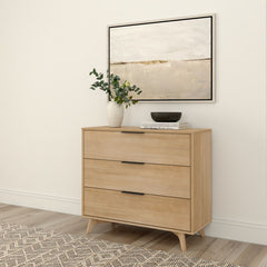 3-Drawer Dresser, Solid Pine and Engineered Wood, Blonde