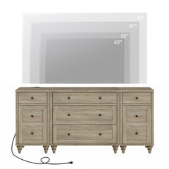 3-in-1 TV Stand with 5 Drawers, 2 Cabinets and Charging Station