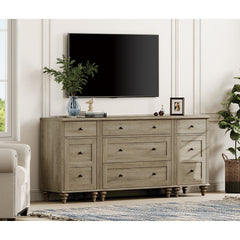 3-in-1 TV Stand with 5 Drawers, 2 Cabinets and Charging Station
