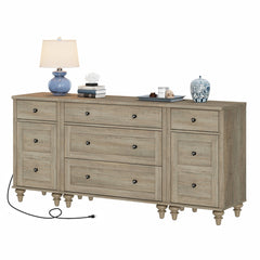 3-in-1 TV Stand with 5 Drawers, 2 Cabinets and Charging Station
