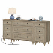 3-in-1 TV Stand with 5 Drawers, 2 Cabinets and Charging Station