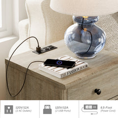 3-in-1 TV Stand with 5 Drawers, 2 Cabinets and Charging Station