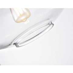 3-Light Cluster Pendant with Clear Glass Shades in Black Metal