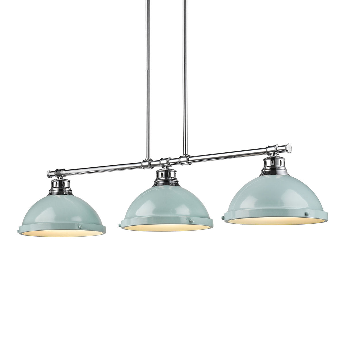 3-Light Kitchen Island Pendant with Bowl Shades in Pewter Finish