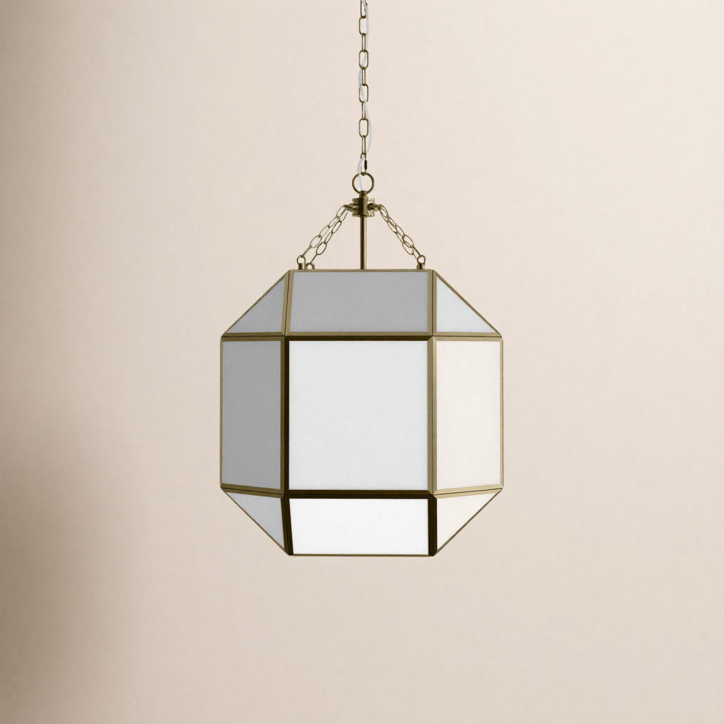 3-Light Pendant Light with Glass Shade in Satin Brass