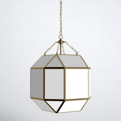 3-Light Pendant Light with Glass Shade in Satin Brass