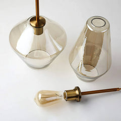 3-Light Tiered Pendant Light, Clear Glass Shade in Gold Finish