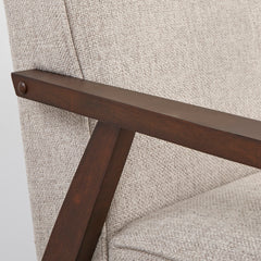 3-Seat Sofa, Gray Polyester, Solid Wood Frame, Dark Walnut Legs