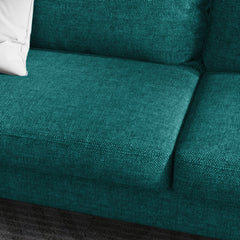 3-Seat Sofa, Square Arms, Solid Wood Frame, Brown Wood Legs
