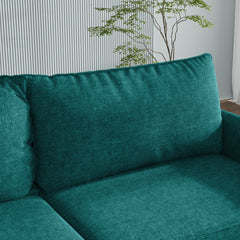 3-Seat Sofa, Square Arms, Solid Wood Frame, Brown Wood Legs