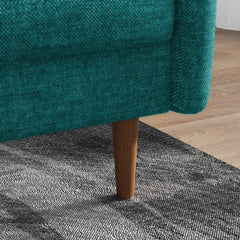 3-Seat Sofa, Square Arms, Solid Wood Frame, Brown Wood Legs