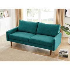 3-Seat Sofa, Square Arms, Solid Wood Frame, Brown Wood Legs