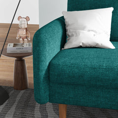 3-Seat Sofa, Square Arms, Solid Wood Frame, Brown Wood Legs