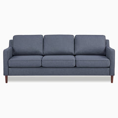 3-Seater Sofa, Gray Polyester Upholstery, Espresso Wood Legs