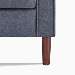 3-Seater Sofa, Gray Polyester Upholstery, Espresso Wood Legs