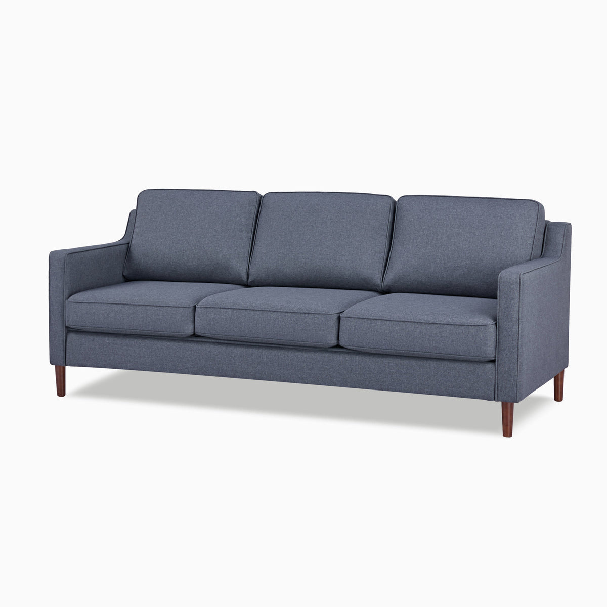 3-Seater Sofa, Gray Polyester Upholstery, Espresso Wood Legs