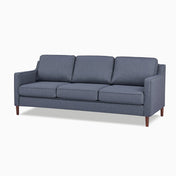 3-Seater Sofa, Gray Polyester Upholstery, Espresso Wood Legs
